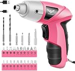 JENABOM rose 26pcs Tournevis électrique 3.6V USB Set de tournevis de petite puissance. & Rechargeable avec le pilote Bit Set