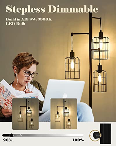Elyona Table Lamp With Usb & Type C Charging Port & Outlet, 3-Tier Shelf Nightstand Tall Standing Lamp &Upgraded Stepless Dimmable Tree Floor Lamp For Living Room, Bedroom, Office #TOP4