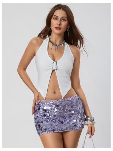 Image of Floerns Women's Sequin Low Waist Mini Skorts Night Out Skirt Shorts