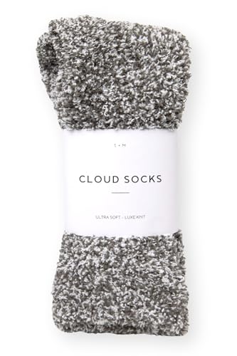Unboxme Men's Fuzzy Cloud Socks - Ultra-Soft Plush, Warm Cozy Lounge & Bed Slipper Socks, Gift for Men, Stocking Stuffer, Heather Charcoal