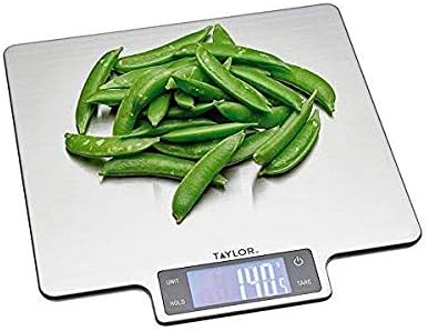 TaylorPro Digital Large Kitchen Food Scales, Professional Standard Tare Feature with Accuracy and High Precision Sensor, Stainless Steel Silver, 10 kg Capacity