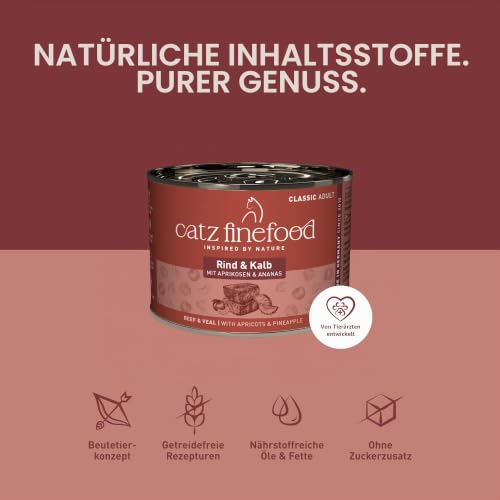 catz finefood Classic Rind & Kalb Katzenfutter nass, 6 x 200g Dose