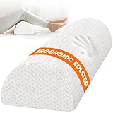 SweetSlubr Knee Pillow for Side Sleepers, Half Moon Memory Foam Bolster Pillow for Legs, Ergonomic Design Wedge Elevation Pillow for Side & Back Sleeping, Under Knee Support, Foot, Ankle, Lumbar,White