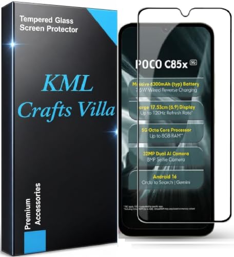Image of HD, Scratch, Tear Resistant Edge to Edge Tempered Glass Screen Protector Guard Suitable For Poco C85X