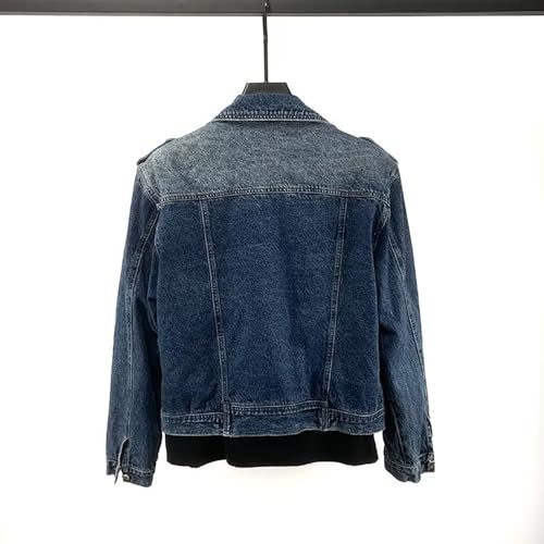 Men's Denim Biker Jean Jacket Classic Motorcycle Style Punk Coat Vintage Asymmetric Zipper Slim Fit Turn-Down Collar4
