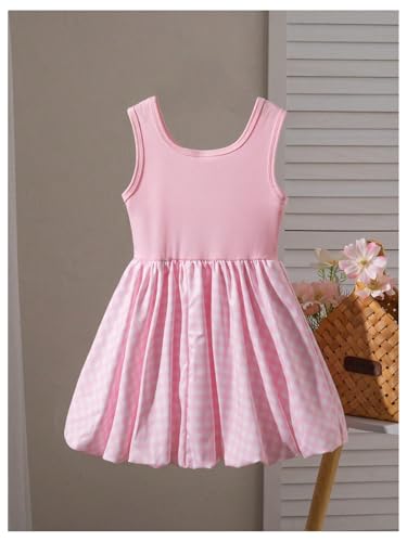 Verdusa Girl's Cute Bow Gingham Plaid Tank Dress High Waisted A Line Ruffle Short Dresses2