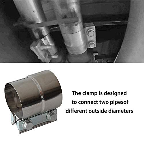 Exhaust Clamps Band Clamp 2.5" Lap Joint - Stainless Steel Lap Joint Exhaust Band Clamp With 1 Block 2Pcs For 2.5" Od To 2.5" Id Exhaust Pipe, Muffler, Elbow And Exhaust Tubing Connection(2 Pack) #TOP3