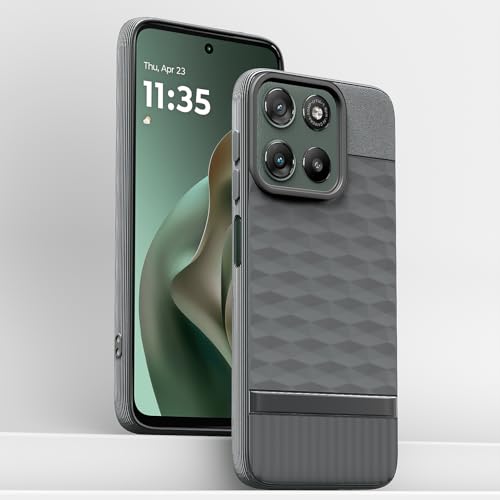 Image of Pikkme Back Cover for Motorola Moto G67 Power 5G / G57 Power 5G Camera Protection 3D Hexa Cube Design Silicone Protective Bumper Case (Grey)