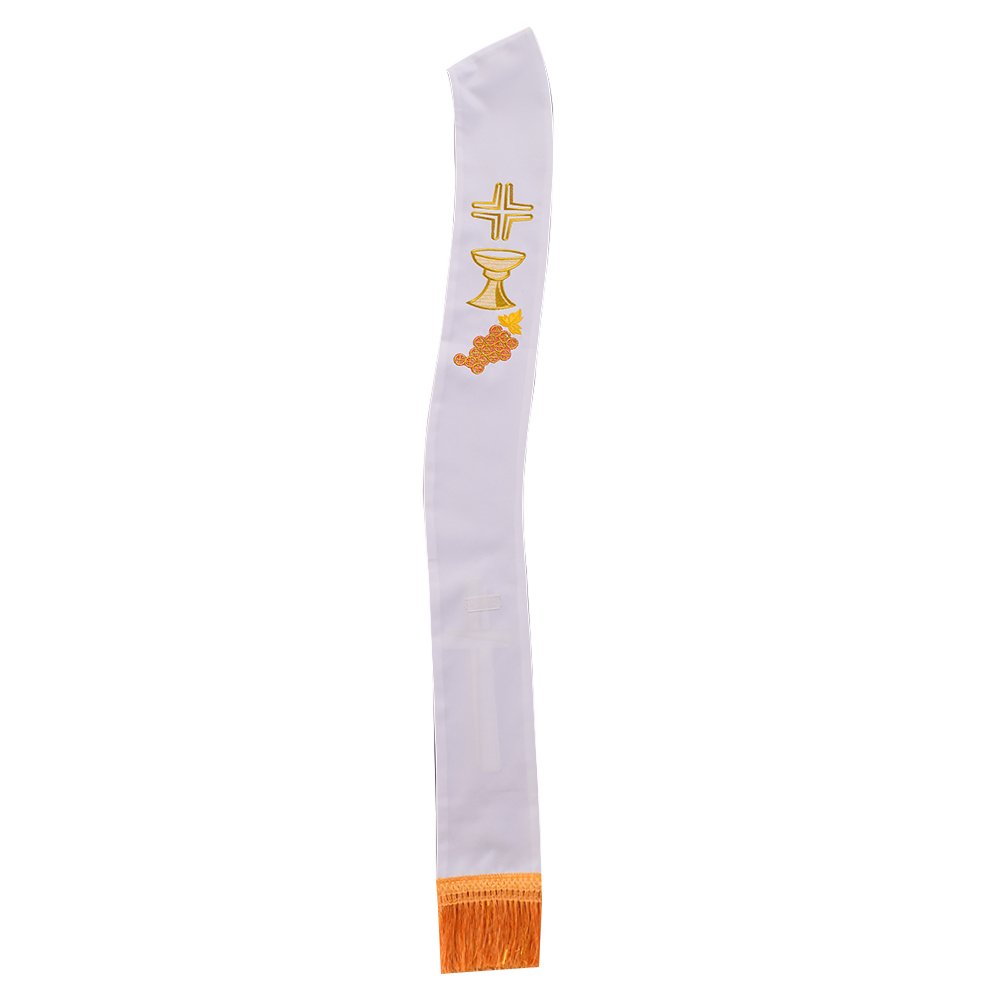 Blessume Men's Purple&White Church Cleric Ihs Reversible Stole Alpha Omega Deacon Stole (Purple&White)