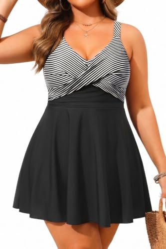 Image of Aqua Eve Plus Size Swim Dress - Two Piece Tankini Swimsuit Tummy Control Bathing Suit with Shorts 2025