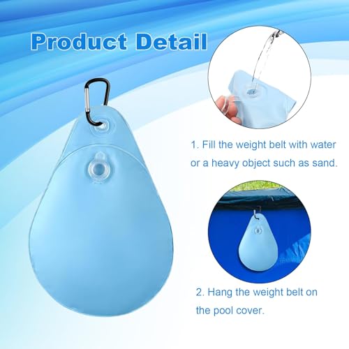 WEDNOK 12 Stück Poolabdeckung Gewichte Wassersack für Poolabdeckung 24×34 cm Schwimmbadabdeckung Hängende Tasche zum Befüllen Winter Pool Tarp Gewichte für Poolabdeckung Winter