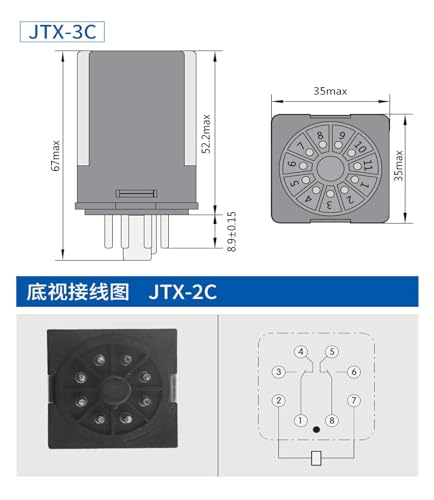 Relé intermedio de 8 pines JTX-2C pequeño relé electromagnético AC380V 3