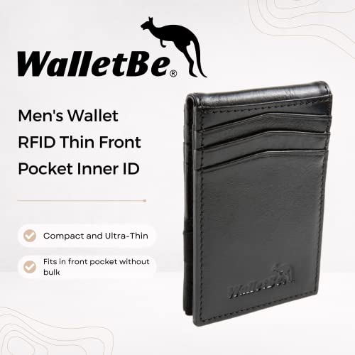Men's Wallet RFID Thin Front Pocket Inner ID Black2