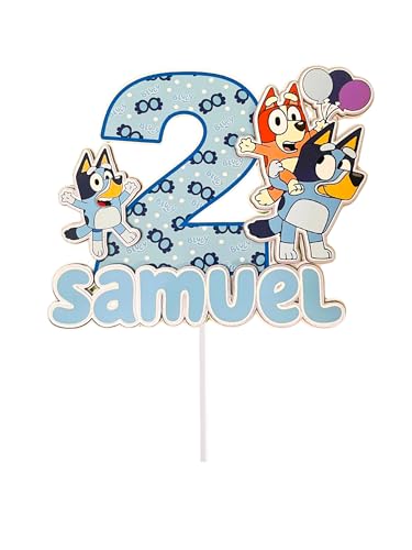 Cake topper personalized Blue and Bingo