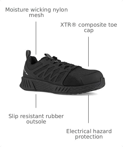 Image of Reebok Work Mens Fusion Flexweave Slip Resistant Composite Toe Work /Duty - Black