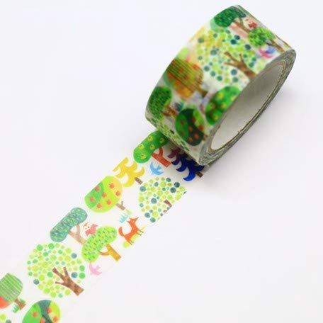 Miniatura 2 de Cinta adhesiva Washi de animales del bosque, 0.787 in, Kamiiso Saien, cinta adhesiva para álbumes de recortes, diario, decoración de álbumes de fotos