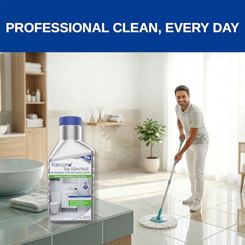 Image of Klenzmo by Kleenest Professional Tile & Floor Cleaner - 2 in 1 Formula | Removes Rust, Paint & Water Stains Effective on Mould & Mildew | Insta-Shine Safe for Vitrified, Ceramic & Mosaic Tiles | 850ml