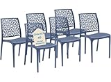 Tomaino   Chaise de cuisine en plastique   Ensemble de 6 chaises empilables en plastique avec accoudoirs pour l'extérieur et l'intérieur   Chaises pour jardin, salon, balcon ou bar (6, bleu)