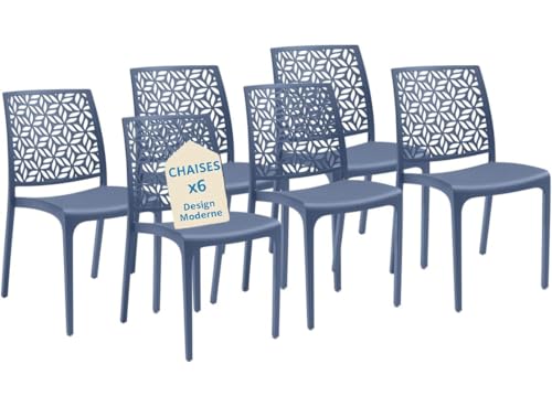 Tomaino - Chaise de cuisine en plastique - Ensemble de 6 chaises empilables en plastique avec accoudoirs pour l'extérieur et l'intérieur - Chaises pour...