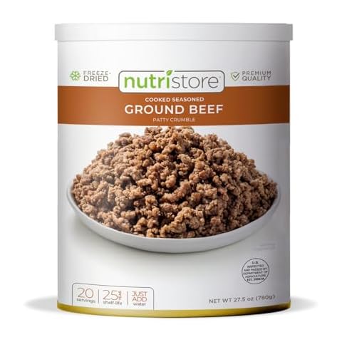 Nutristore Freeze Dried Ground Beef | Pre-Cooked Hamburger Meat for Backpacking, Camping, Meal Prep | Long Term Survival Emergency Food Supply | 25 Year Shelf Life | Bulk #10 Can | Made in USA Cover