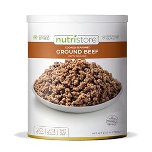 Nutristore Freeze Dried Ground Beef | Pre-Cooked Hamburger Meat for Backpacking, Camping, Meal Prep | Long Term Survival Emergency Food Supply | 25 Year Shelf Life | Bulk #10 Can | Made in USA