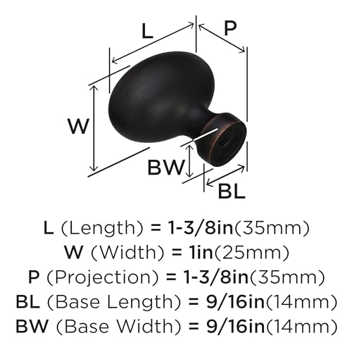 Amerock | Cabinet Knob | Oil Rubbed Bronze | 1-3/8 inch (35 mm) Length | Vaile | 10 Pack | Drawer Knob | Cabinet Hardware by Amerock - Used condition - CA$6.76