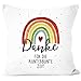 SpecialMe&reg; Kissen-Bezug Danke f&uuml;r die kunterbunte Zeit Regenbogen kleines Geschenk Abschied Erzieherin Kunterbunte Zeit wei&szlig; Standard