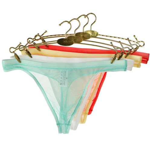 Men's Solid Color Breathable Mesh T-Back Thongs Underwear Bulge Pouch G-String Briefs3