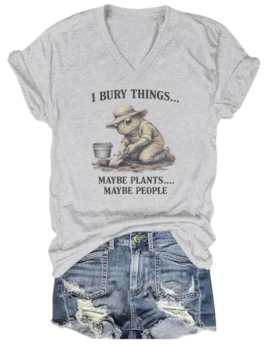 I Bury Things Maybe Plants Maybe People T-Shirt Funny Frog Shirt Garden Lover Tee for Women Men