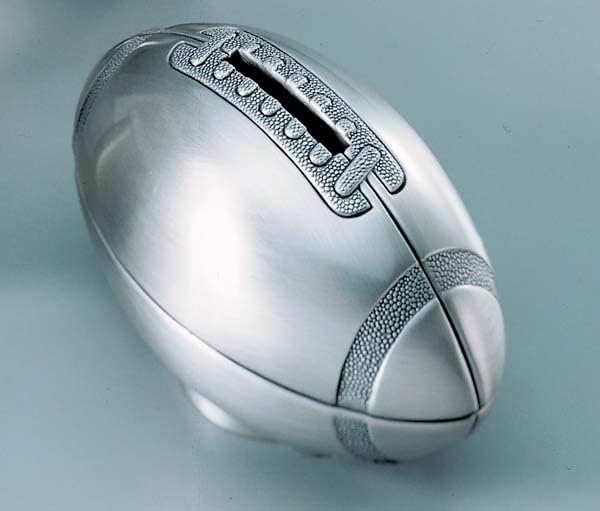 Engraved Metal Money Football Coin Piggy Bank