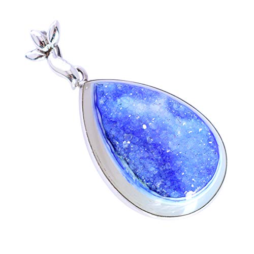 Pendentif en argent sterling 925 druzy RI-5430, le cadeau d'anniversaire mémorable