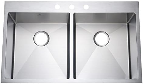 Starstar 33 X 22 Top-mount Double Bowl Kitchen Sink Drop-in 304 Stainless Steel 16 Gauge