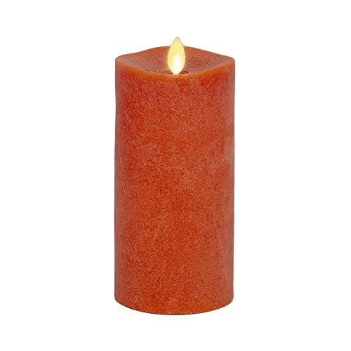 Image of Luminara - Flameless LED Battery Operated Flickering Pillar Candles - Burnt Orange- Pack of 1-3x6.5 - Realistic Moving Flame Real Wax Indoor /Outdoor