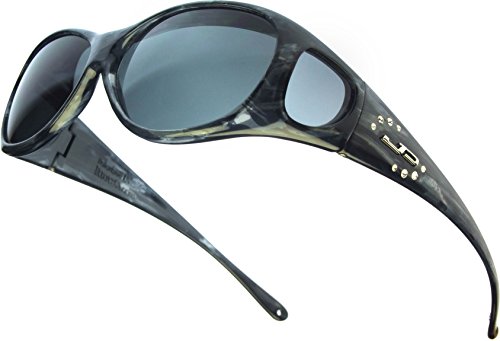 Fitovers Eyewear - Lotus Collection Designed to Fit Over Medium Oval Frames Not Exceeding 141mm X 40mm - Smoke Marble/polarized Grey3
