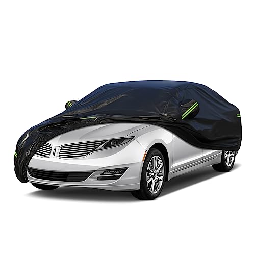 Image of Kaugung 7 Layers Car Cover Custom Fit Lincoln MKZ from 2006 to 2025, Outdoor Waterproof All Weather Sun Rain Dust Snow Protection with Zipper Door.(USA Warehouse,Within 3-7 Days)