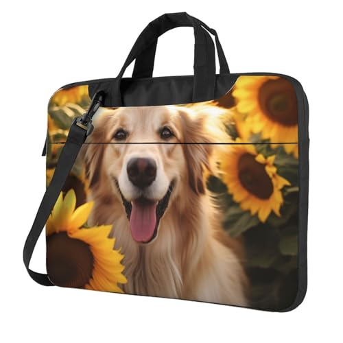 Maletín para portátil Dog and Sunflower para hombre y mujer miniatura 1