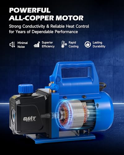 Image of Orion Motor Tech Vacuum Pump, 4.5 cfm 1 /3 hp HVAC Single Stage Vacuum Pump for R12 R22 R134a R410a R502, Auto AC Vacuum Pump Kit for Automotive Air Conditioner Resin Degassing & More, Oil Included
