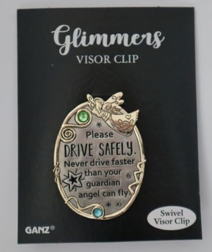 Please Drive Safely Never Drive Faster Than Your Guardian Angel Can Fly Car Charm Sun Visor Clip Religious Gifts for Christians or Catholics, Charms for Travel Protection | Festive Bag & White Box