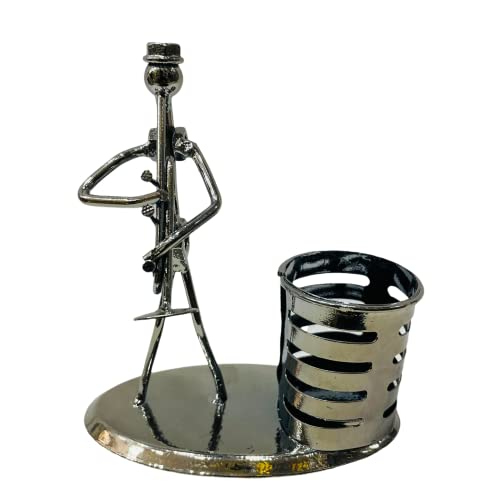Image of AUGEN Metal Pen Stand Decorative Design Stationery Holder | Gift Item | Table Top Decor (7469C1-B)(14CM)