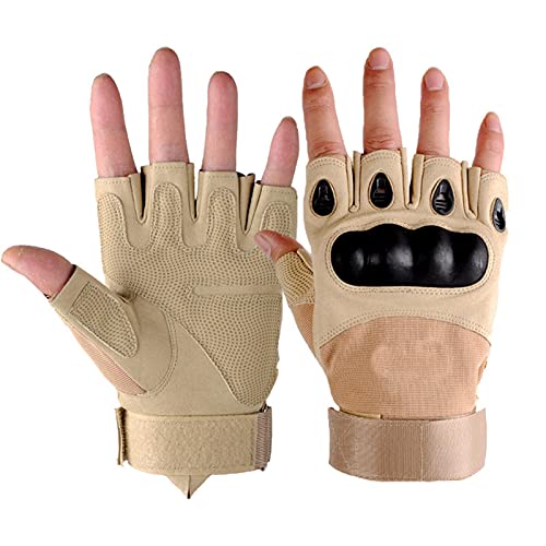 Gants d'extérieur pour homme Airsoft antidérapants pour la chasse, le cyclisme, le tir, le sport - Sans doigts - Marron - Taille M Cover
