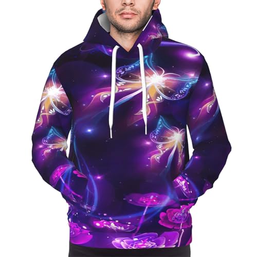 Pull polyester homme EdWal sweat à capuche violet papillon avec poche