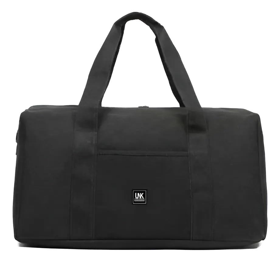 Bolsa de Viagem em Lona, Grande Capacidade 60L, Alça Reforçada, Multiuso (Preto)