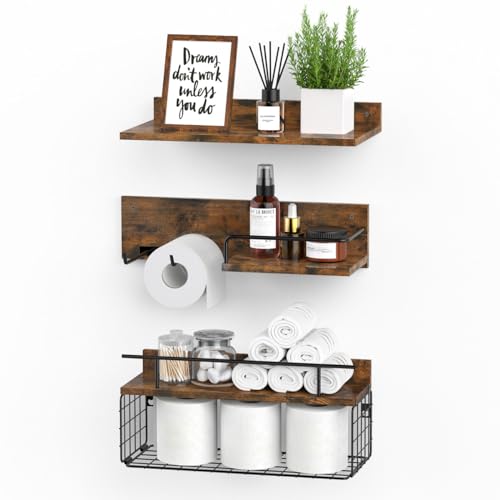 Luxspire-Bathroom-Shelves-Over-Toilet-Floating-Shelves-Bathroom-Wall-Shelves-with-Basket-and-Toilet-Paper-Holder-Rustic-Farmhouse-Wall-Shelves-Bathroom-Wall-Decor-Brown-Set-of-3 Luxspire Bathroom Shelves Over Toilet Floating Shelves Bathroom Wall Shelves with Basket and Toilet Paper Holder Rustic Farmhouse Wall Shelves Bathroom Wall Decor Brown Set of 3