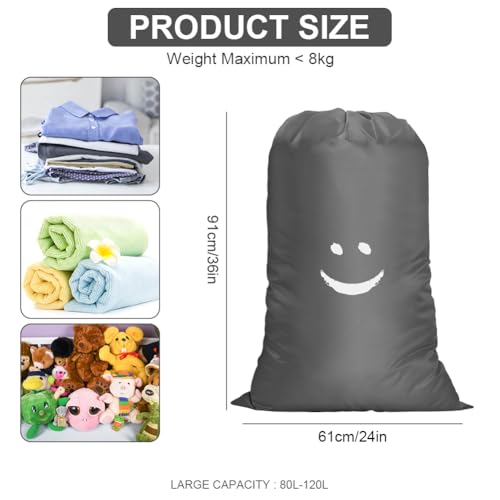 flintronic 2 Pack Extra Large Laundry Bag, 6191cm Foldable Storage Bag, Dirty Clothes Bags, with Drawstring Closure, Durable Rip-Stop, Convenient, for Travel/Bathroom/Bedroom/Dormitory - Image 2