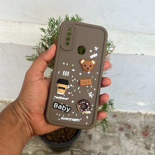 Image of Outlouders Back Cover for Oppo A31 | 3D Cartoon Bear Cute Fun Silicone Full Body Protection Bumper Case (Brown)