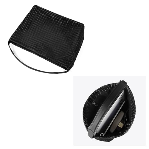 Image of Woven Tote Bag For Women,Vegan Leather Shoulder Bag Large Handbags Satchel Messenger Bag (BLACK+Toy)