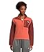 THE NORTH FACE Women's Yumiori Quarter Zip Jacket | Lightweight Fleece Coat with Embroidered Logo, Secure Zip Chest Pocket, Mars Dust/Sumac/Solar Flare, Large