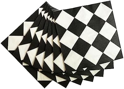 80-Pack Black & White Checkered Party Napkins - 33x33cm Racing Theme Dinner Napkins