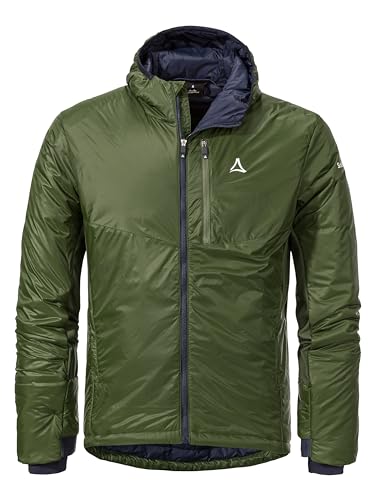 Schöffel Herren Ins Hybrid Black Raven M, leichte MTB Jacke mit 4 D Body Mapping, atmungsaktive, wärmende Fahrradjacke mit fixer Kapuze, mit Taschen, loden green, 52