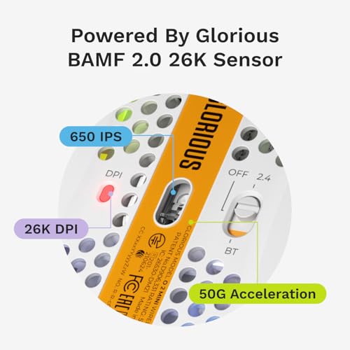 Image of GLORIOUS Model O 2 Mini Wireless Gaming Mouse: Superlight 57g, up to 210hr Battery, Dual Wireless 2.4GHz and Bluetooth 5.2, 26K Optical Sensor, 80M Clicks, 6 Programmable Buttons, FPS Mouse, White
